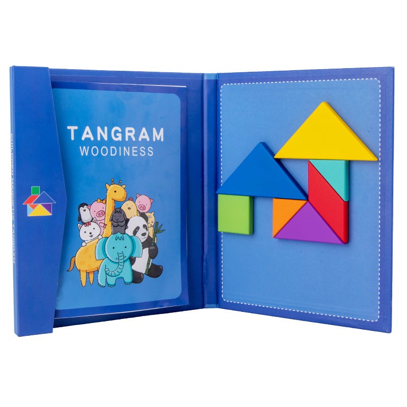Children'S Wooden Magnetic Tangram Early Education Puzzle Development Primary School Students' Teaching Aids Mathematical Geometry Puzzle Building Blocks Toys - Image 5